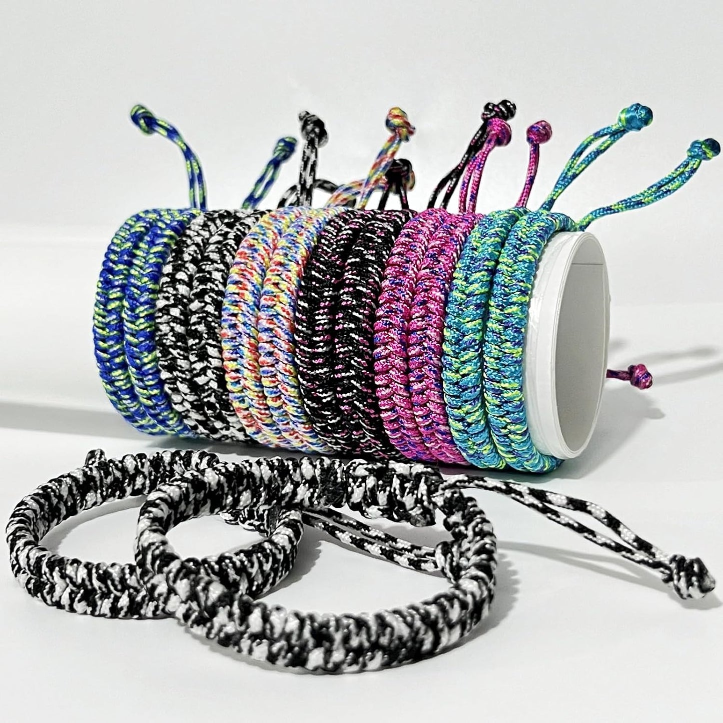 YANMIN 12 pcs Braided Friendship Bracelets for Teen Girls Colorful Paracord Bracelets Set Handmade Goody Bag Stuffers Easter Basket Filler Tween Teenager Birthday Christmas Camping Party Favors