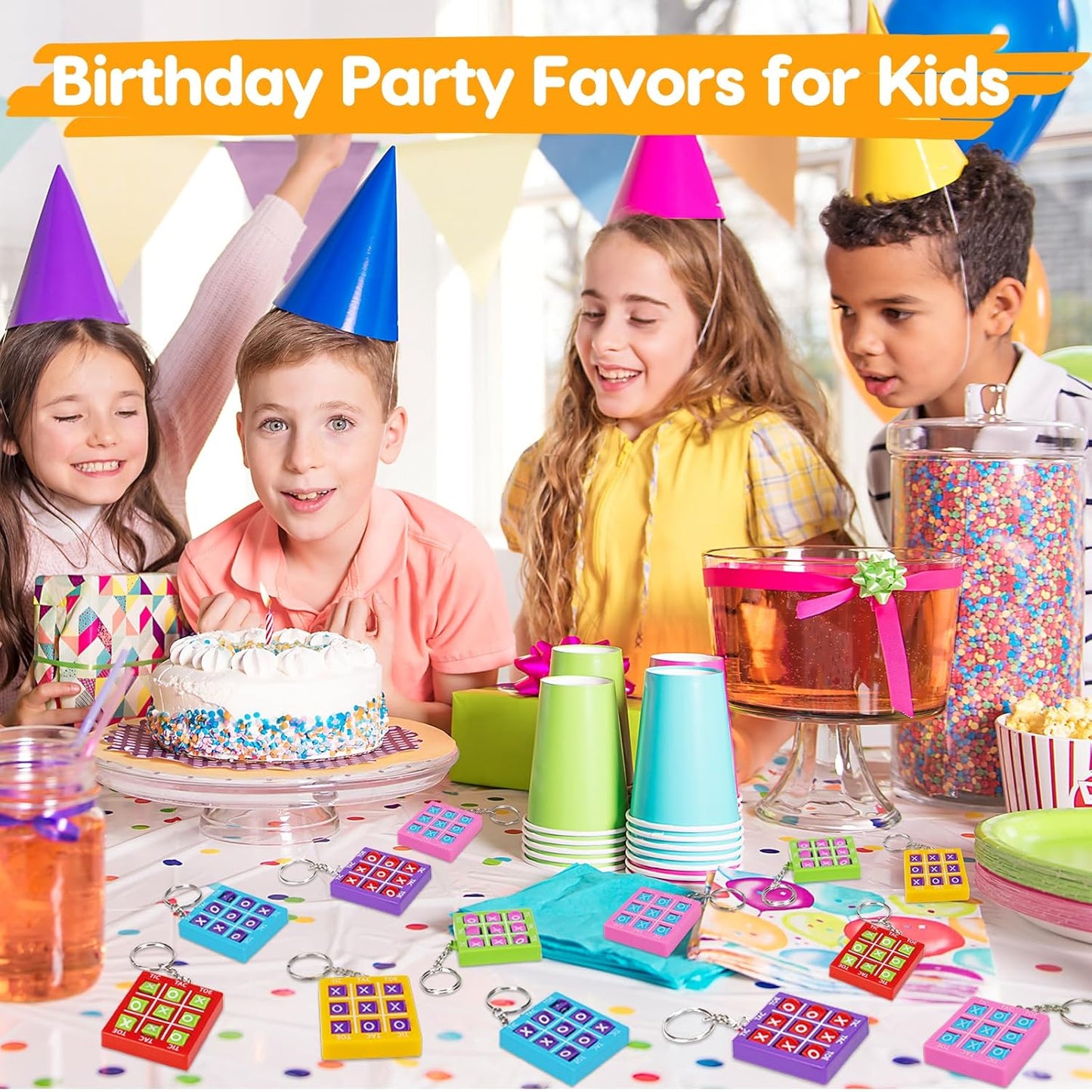 24PCS Tic Tac Toe Game Birthday Party Favors Goodie Treat Bag Christmas Stocking Stuffers for Kids 3-5 4-8 8-12 Classroom Treasure Chest Carnival Prize Box Toys Bulk Keychain Pinata Filler Return Gift