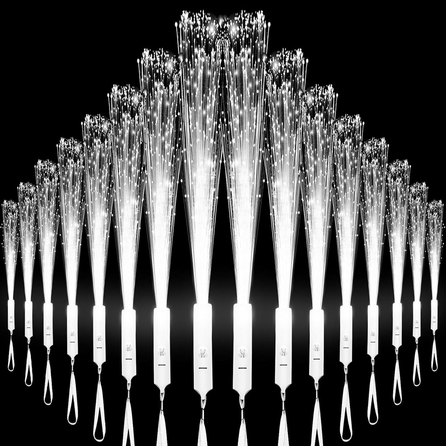 18 PCS White LED Fiber Optic Wands Glow Sticks, Light Up Wands, Fiber Optic Lights Rod, Flashing Wands with 3 Light Modes for Wedding,Halloween,Christmas, Neon Party Favors Supplies
