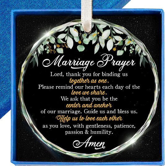 ZAGKOO Christian Wedding Gifts for Couple 2025 - Marriage Prayer Religious Wedding Gift for Newlyweds, Married Couples Anniversary, Bride, Groom - Mr & Mrs Decor, Bridal Shower Gift - Glass Ornament