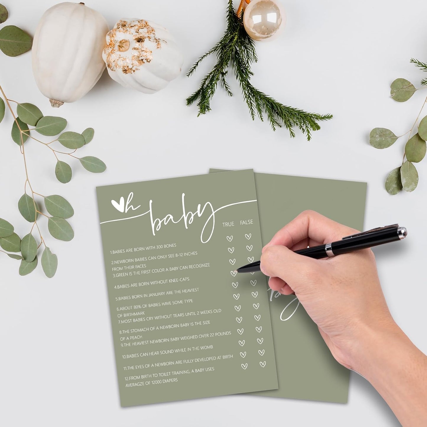 ONDTOM Oh Baby! True or False Cards for Baby Shower Games, Minimalism Gender Reveal Party Game, Pregnant Celebration Decoration Supplies (5"x7") - Game-B05