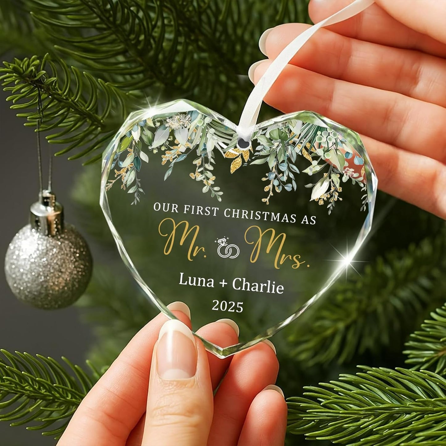 Personalized The Year We Became Mr. & Mrs. 2025 Ornament – First Christmas Married Ornaments – Wedding Ornament 2025 Gift for Couples – Just Married Ornaments Gifts for Newlyweds