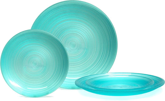 " OCCASIONS " 50 Plates Pack (25 Guests)-Wedding Party Disposable Plastic Plate Set -25 x 10'' Dinner + 25 x 7'' Salad & Dessert plates (Belize in Aqua)