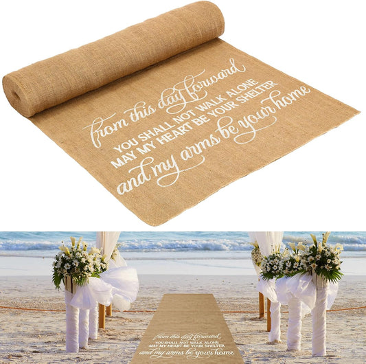 Tudomro 40 Inch x 30 Ft Extra Long Natural Burlap Wedding Aisle Runner Outdoor Jute Burlap Aisle Runner for Wedding Ceremony Rustic Indoor Carpet for Walkway (Stylish Style)