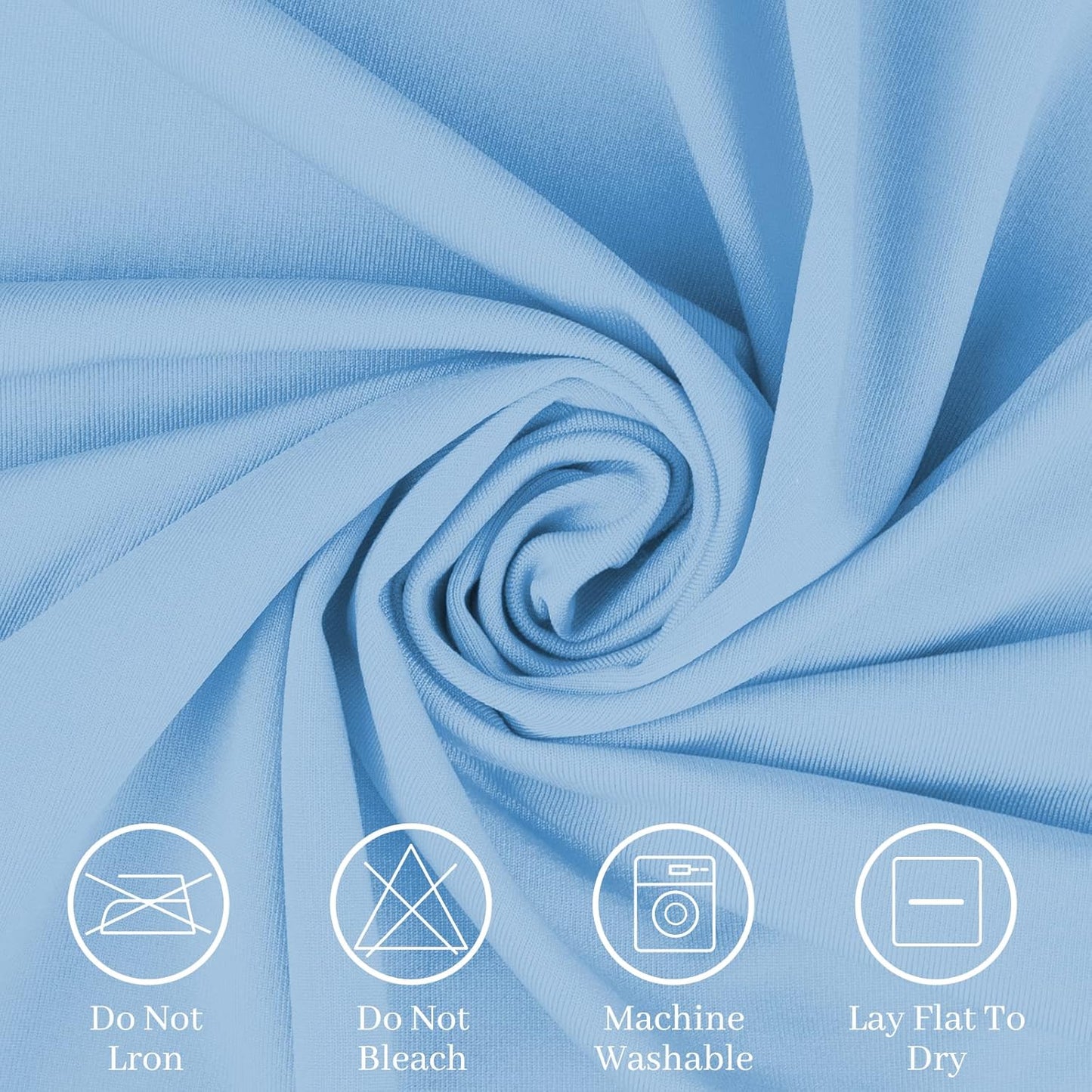 Spandex Table Cover 8 ft. Fitted Polyester Tablecloth Stretch Table Cover Table Topper Open Back - Lightblue