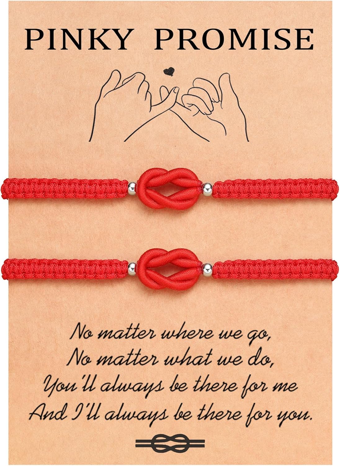 UNGENT THEM Pinky Promise Knot Couples Bracelets Anniversary Christmas Valentines I Love You Gifts for Boyfriend Girlfriend Women Men