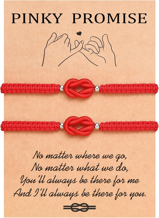 UNGENT THEM Pinky Promise Knot Couples Bracelets Anniversary Christmas Valentines I Love You Gifts for Boyfriend Girlfriend Women Men