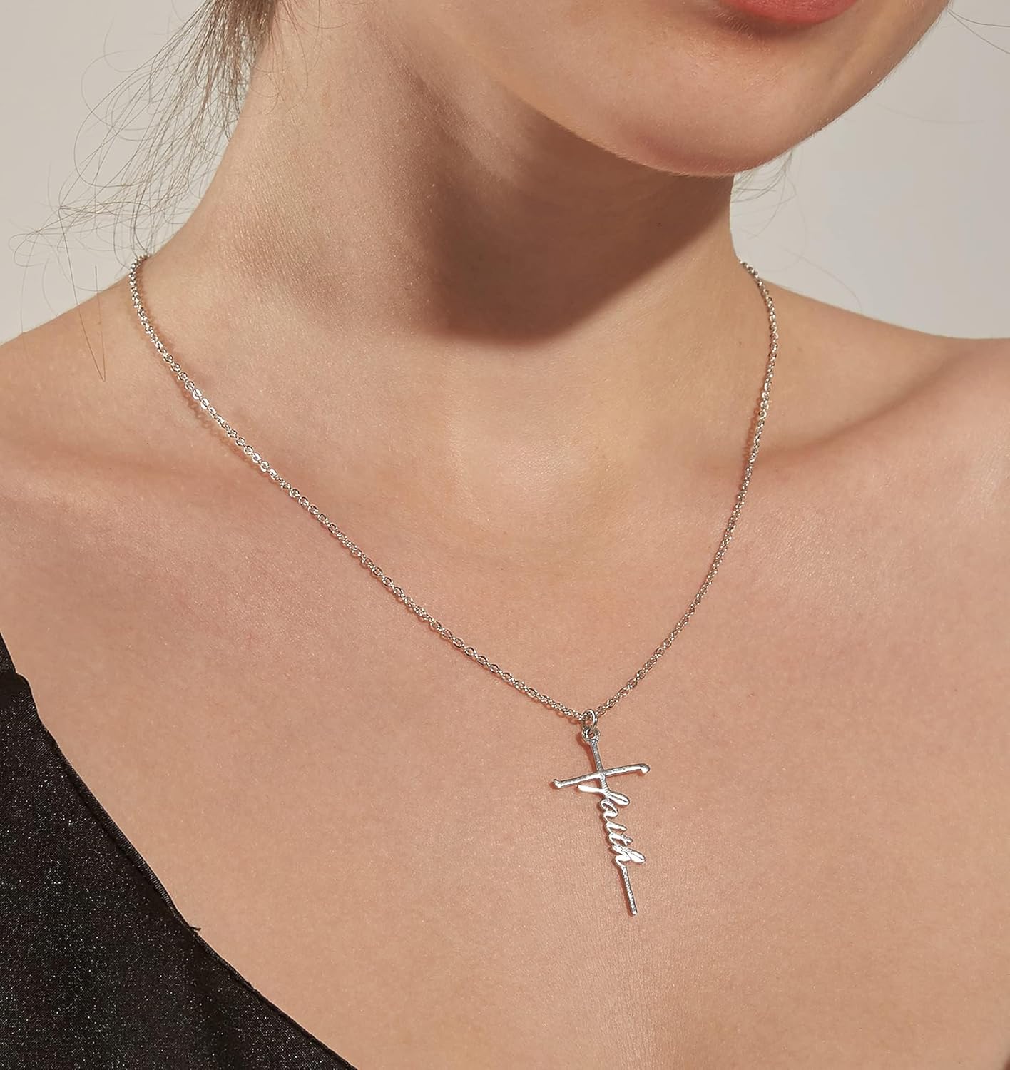 Lcherry Faith Cross Pendant Necklace for Women Religious Christian Jewelry Mother's Day Gifts for Women