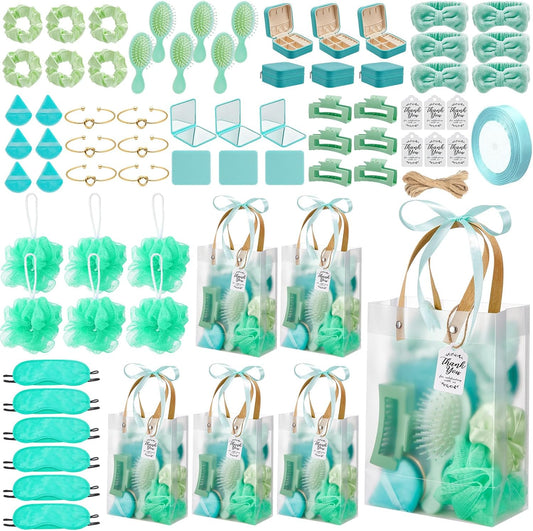 74Pcs Baby Shower Prizes for Game Winners Baby Shower Favors Gifts including Headband Hair Brush Jewelry Box with Gift Bag for Baby Shower Game Prizes Wedding Bridal Shower Favors (Green)