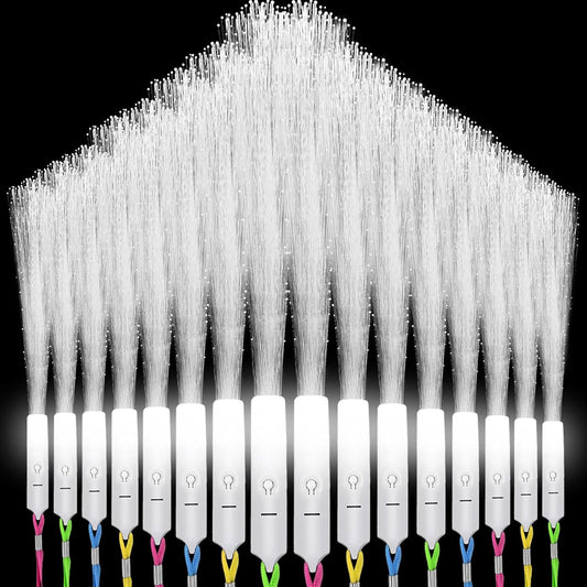 25Pcs White Fiber Optic Wands, Led Cold Sparklers Wedding Send Off Ideas, 3 Flashing Modes Wedding Glow Sticks for Reception, Light up Wands, Fiber Optic Lights for Party Favor