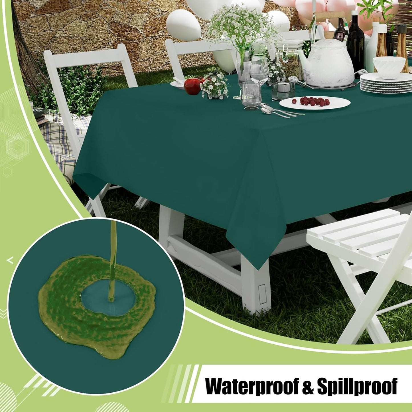 Smiry 54 Inch x 300 Feet Disposable Table Cover Roll, Christmas Green Plastic Table Cloth in Cut-to-Size Box with Slide Cutter, Waterproof Rectangle Tablecloths for Weddings, Banquets, Outdoor