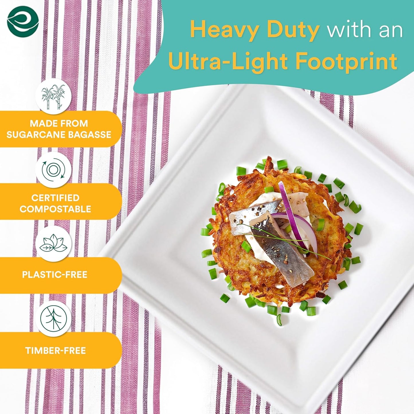 ECO SOUL Compostable Paper Plates 6 Inch (200 Count) Heavy Duty Disposable Dessert Plates, Eco-Friendly Sugarcane Bagasse Small Plates For Appetizer- White