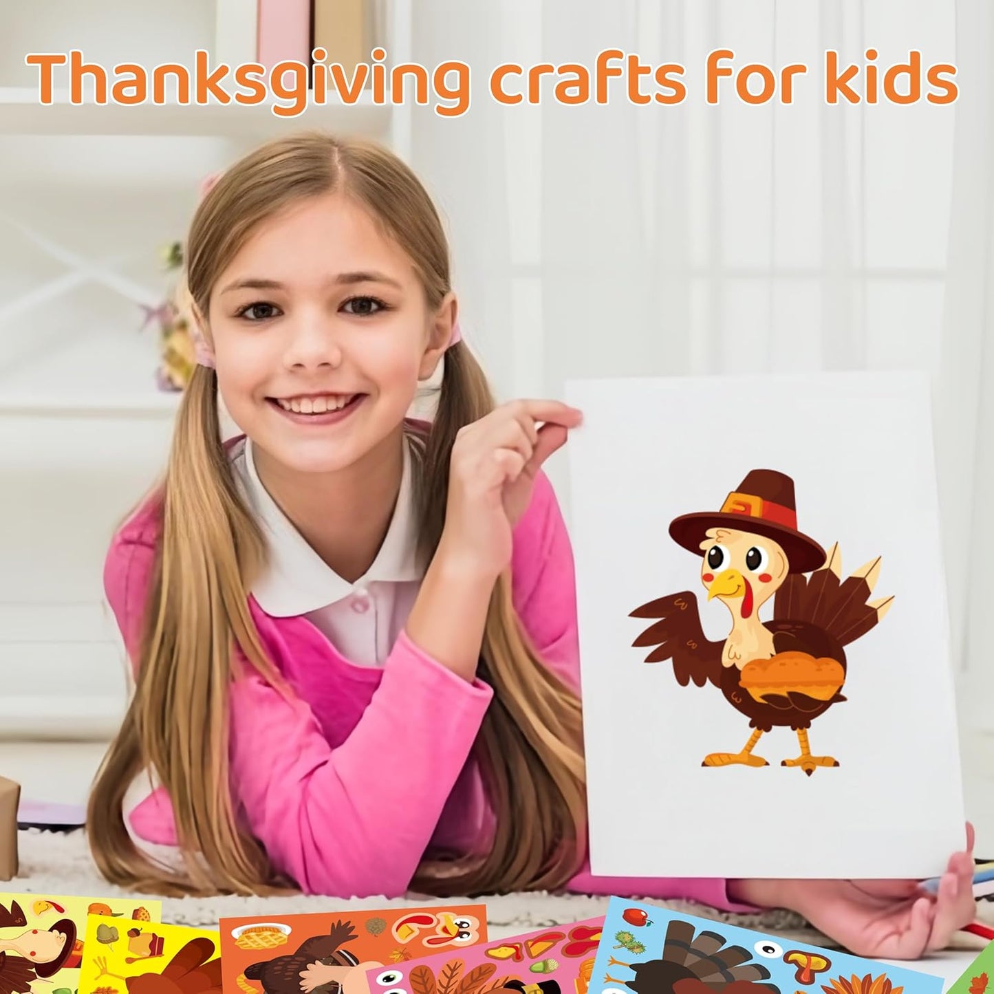 36 Sheets Large Size Thanksgiving Make-A-Turkey Stickers,DIY Turkey Stickers,Turkey Crafts for Kids,Turkey Games for Family,Party Decorations Gifts Activities