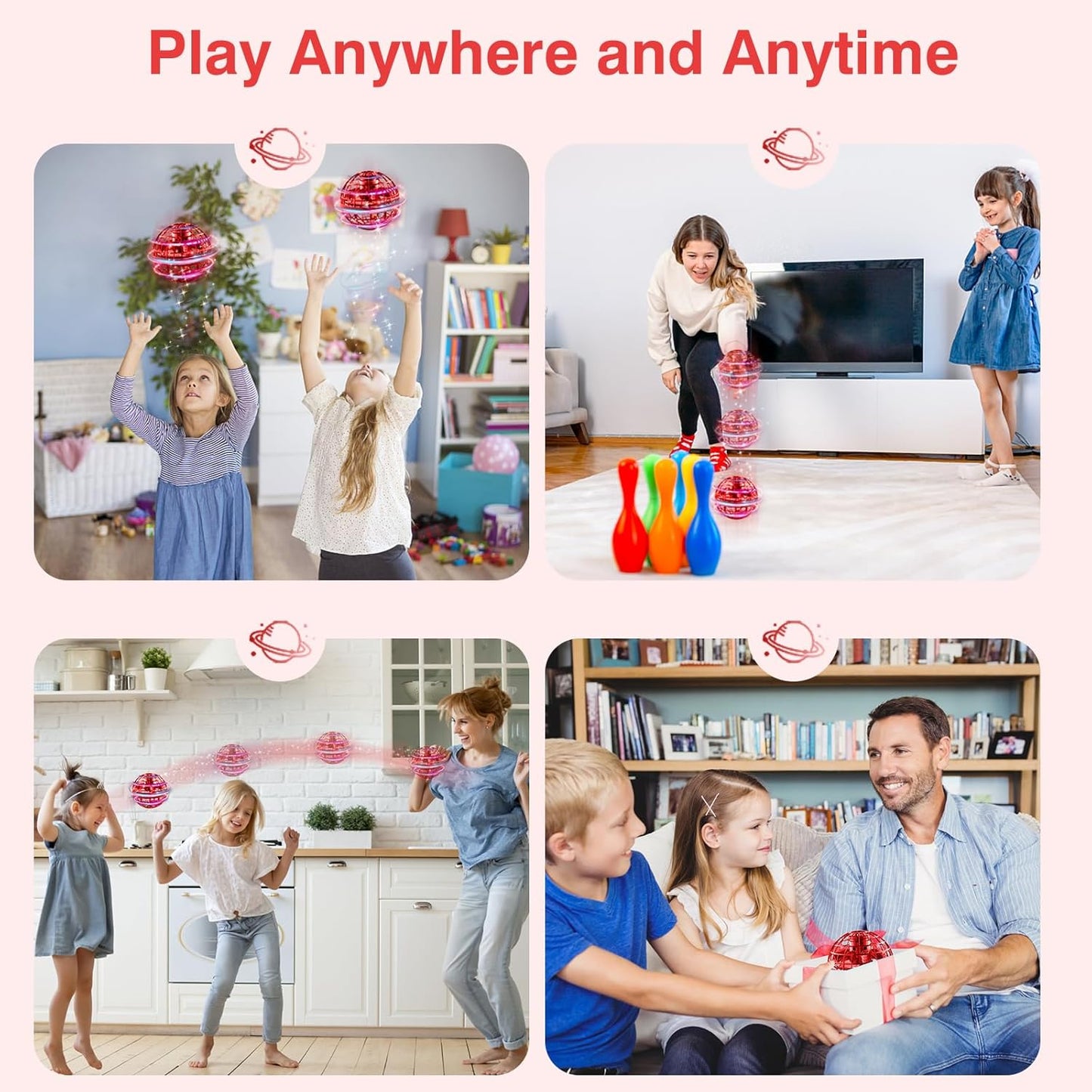 Ciniffo Flying Orb Ball 2025, Hand Controlled Boomerang Spinner Mini Drone Cosmic Globe Toy, Cool Toys Gift for 6 7 8 9 10+ Year Old Boys Girls Teens Outdoor Toys(Red)