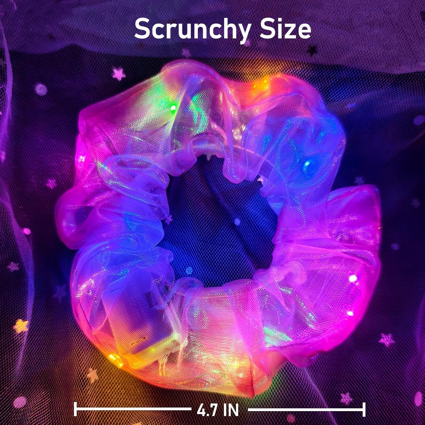 20 PCS Light up Scrunchies, 3 Glow Mode, LED Hair Accessories for Women, Glow in the Dark Party Supply for Festival Rave Slumber Party