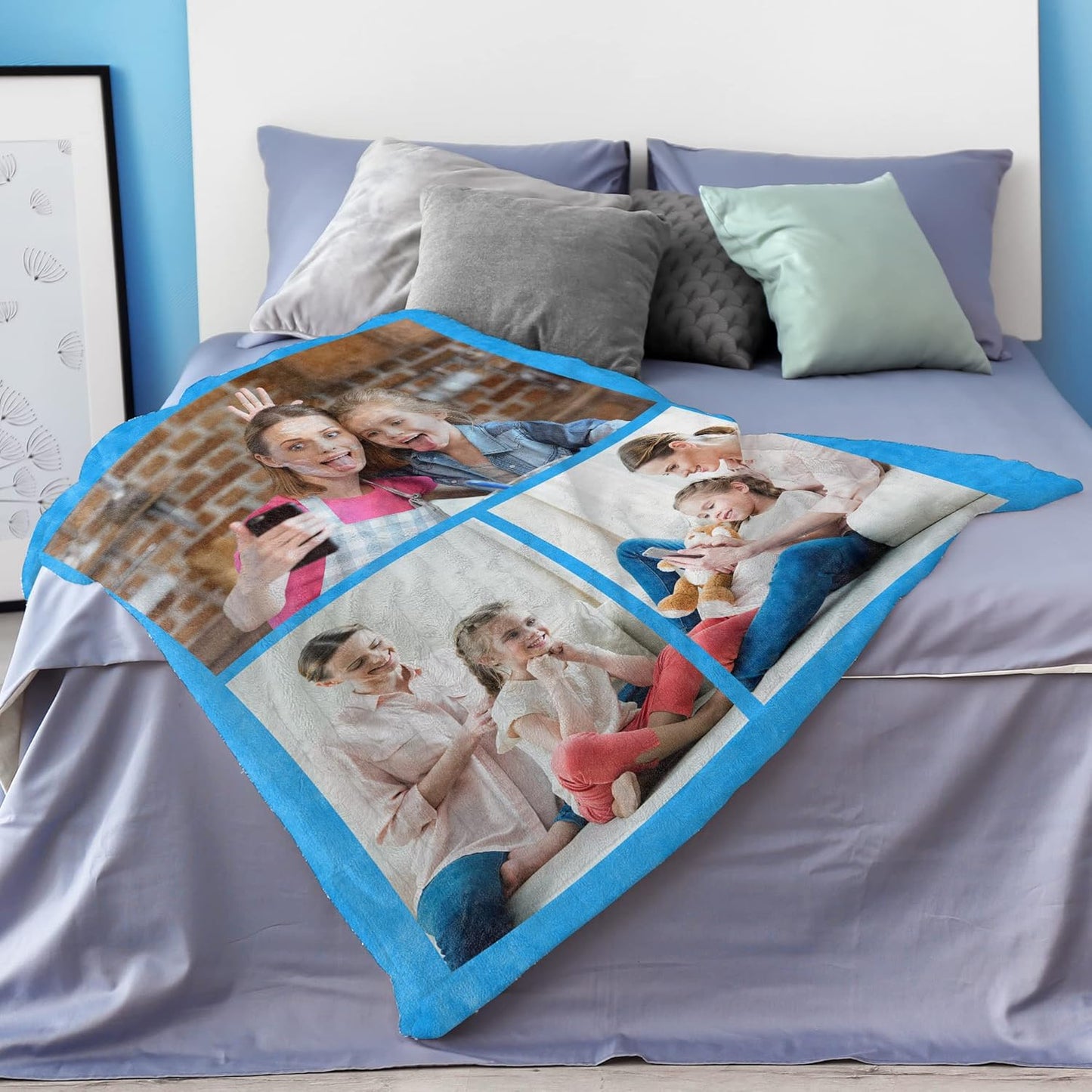 Custom Blanket with Photos Personalized Picture Throw Blankets Gifts for Women Lover Friend Customized Picture Gifts Flannel Blanket Christmas Anniversary Birthday Wedding 30"X40" Made in USA