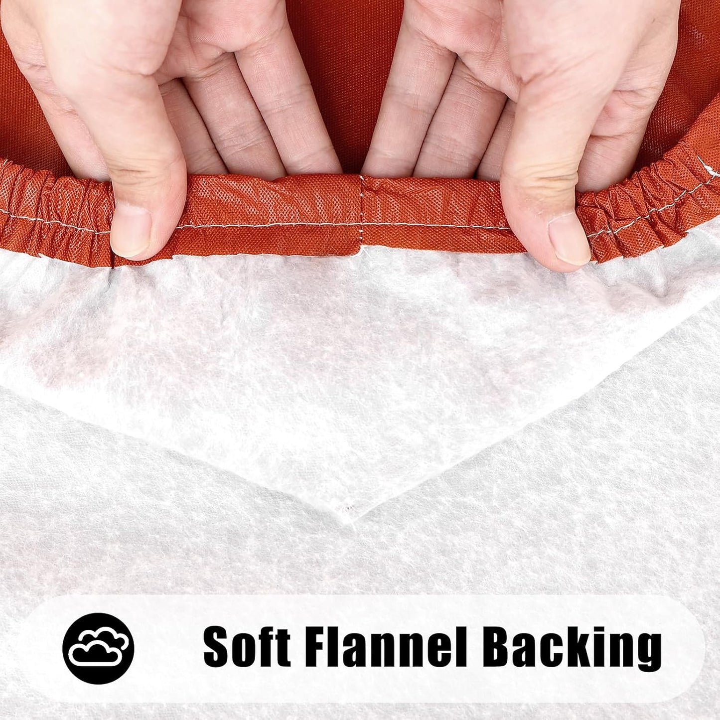 Smiry Rectangle Tablecloth, Elastic Fitted Flannel Backed Vinyl Tablecloths for 8ft Folding Tables, Waterproof Wipeable Table Covers for Indoor, Outdoor, Picnic and Camping (Rust, 30"x96")