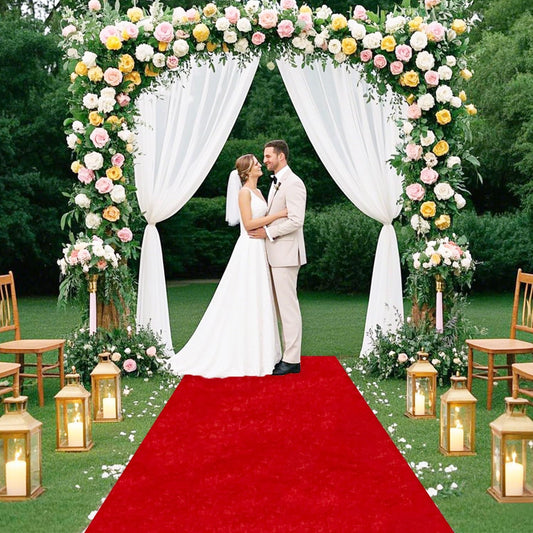 FUHSY Red Carpet Runner for Party Velvet Aisle Runner for Wedding Ceremony 4x20 FT Red Aisle Runners with Carpet Tape Wedding Floor Runner for Birthday Party Prom Aisle Decorations