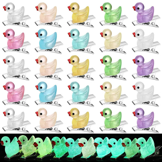 30 Pcs Mini Glow Hair Clips Girls Rave Hair Clips for Women Christmas Music Festival Holiday Party Supplies (Duck)
