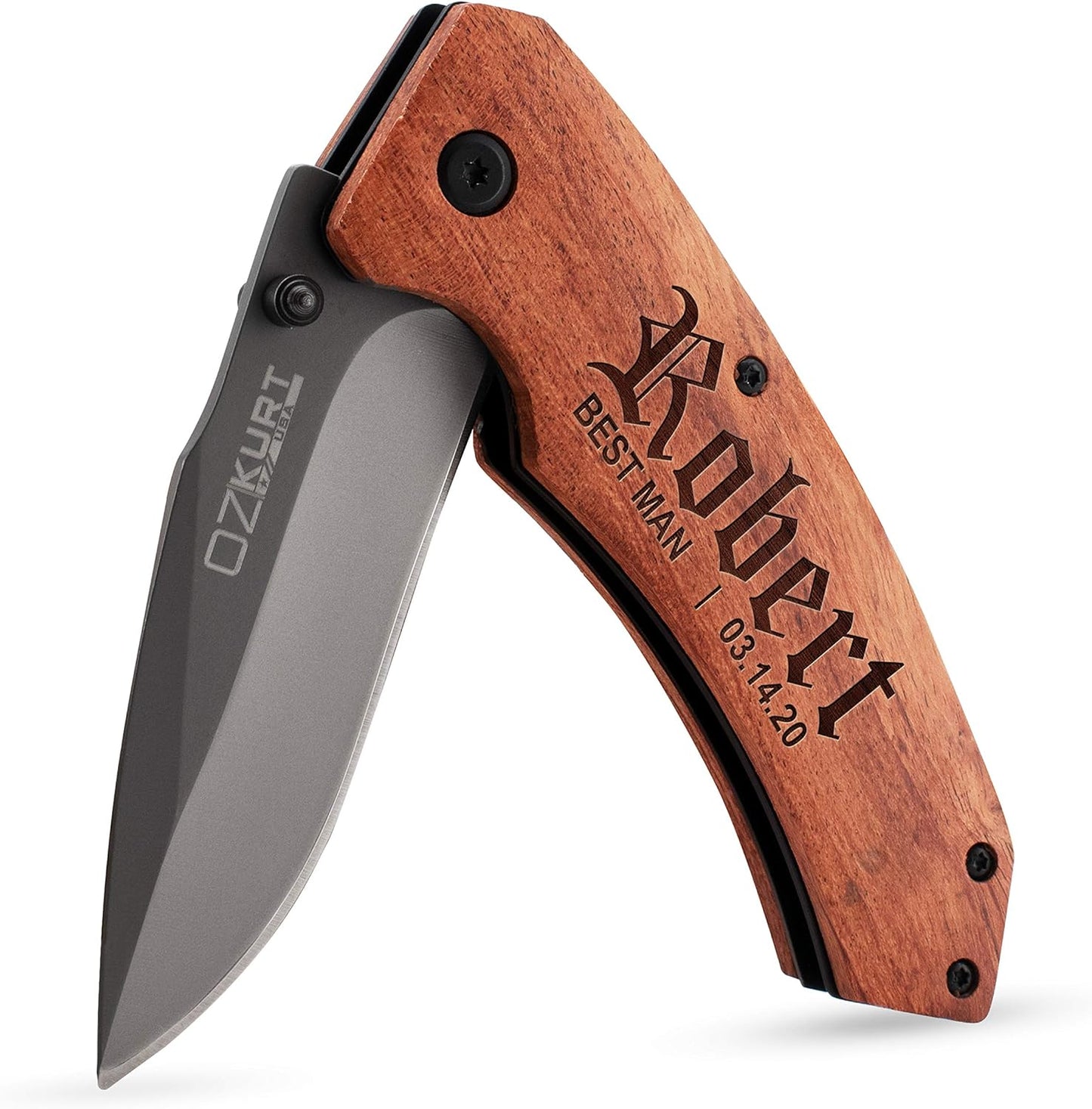 Lily's Atelier Groomsmen Gifts Set of 3, Personalized Pocket Knife Engraved for Groomsmen - Customized Knives w/Names, Groomsman Gifts for Wedding, Groomsmen Proposal Gifts