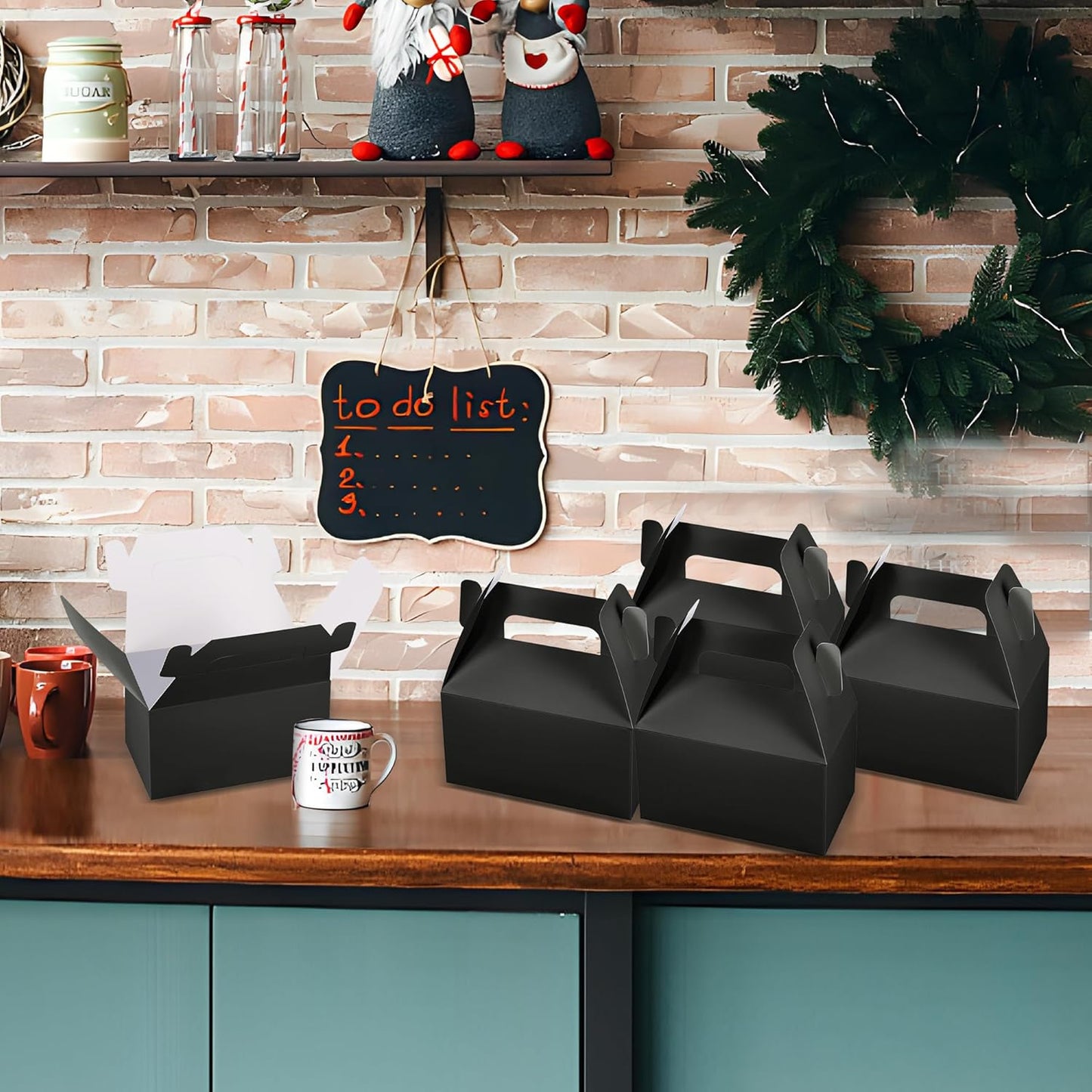 XAGLVV 24 Pack Black Gable Boxes with Handles 6.2x3.5x3.5 Inch Paper Party Favor Gift Box for Wedding Birthday Baby Shower Graduation