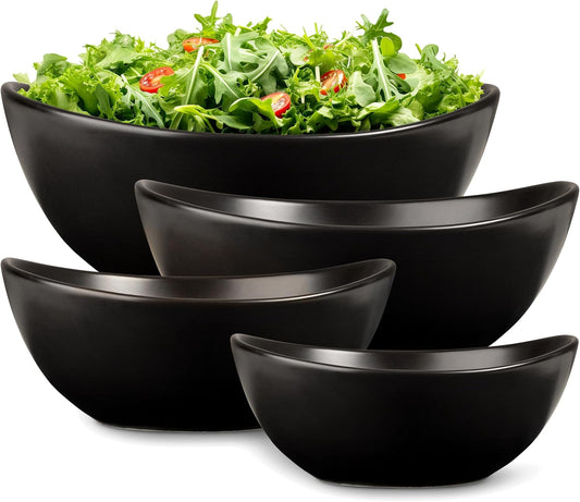 Home Beets Matte Black Ceramic Serving Bowls for Entertaining, 10-18-28-42 Ounce, Microwave, Oven & Dishwasher Safe, Large Serving Dishes, Prep Salad Bowls for Pasta, Parties, Catering, Set of 4