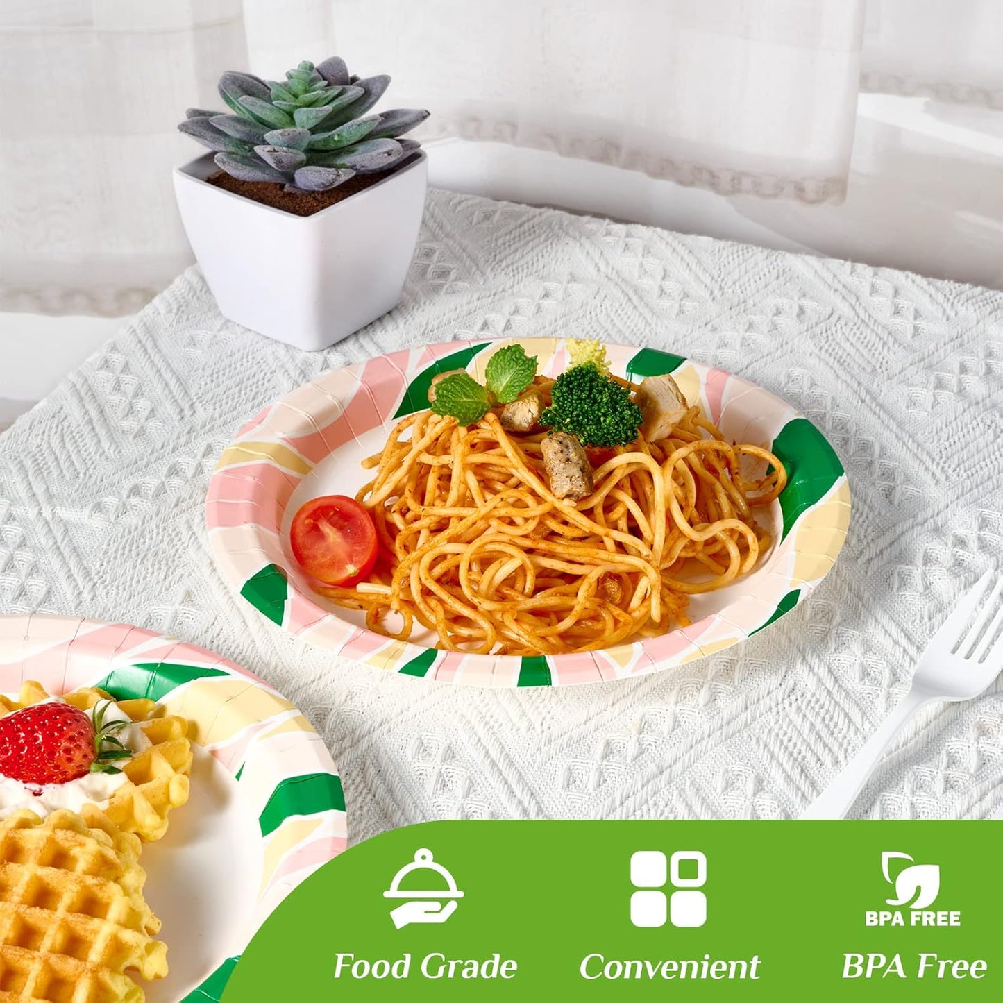 FOCUSLINE 8.375 Inch Paper Plates 360 Pack, Disposable Paper Plate Bulk 360 Count, Soak-Proof & Cut-Proof Bulk Plate for Parties, Picnic and Family Gatherings.