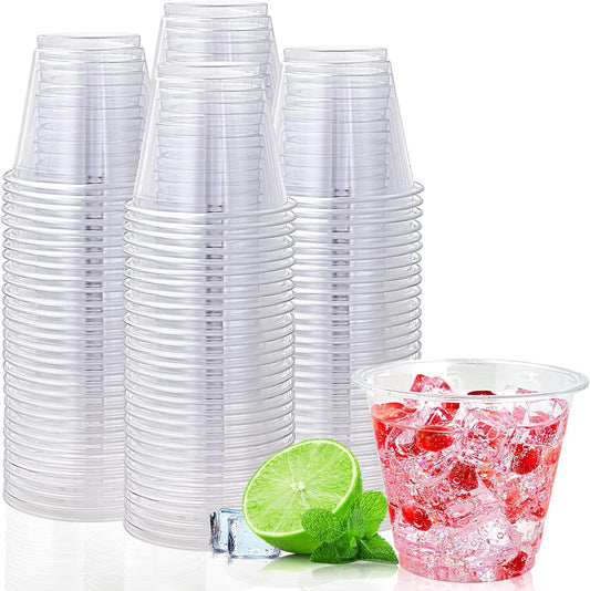 Lilymicky 200 Pack 9 oz Clear Plastic Cups, 9 Ounce Disposable Plastic Drinking Cups, Crystal Clear, for Parties, Ceremonies, Events