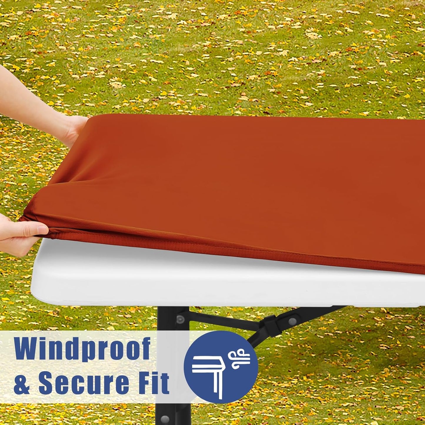 Spandex 4 Foot Rectangle Table Cloth 2 Pack, Elastic Fitted Tablecloths for Picnic, Stretch Washable Patio Table Cover for Outdoor, Camping, Banquet and Parties (Rust, 30"x48")