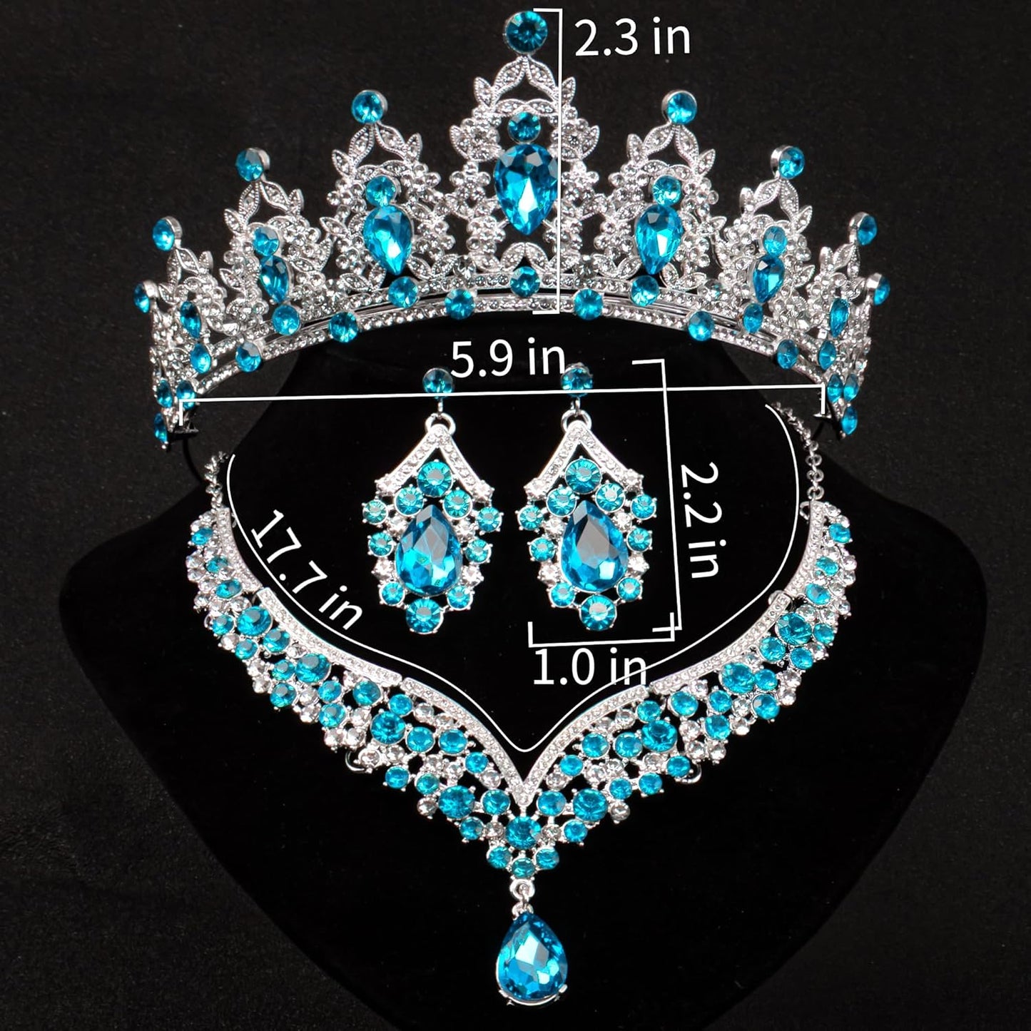 Crowns and Tiaras jewelry sets for Wedding princess birthday party Halloween Prom Pageant Jewelry for Women Crystal Bridal Jewelry Set for women