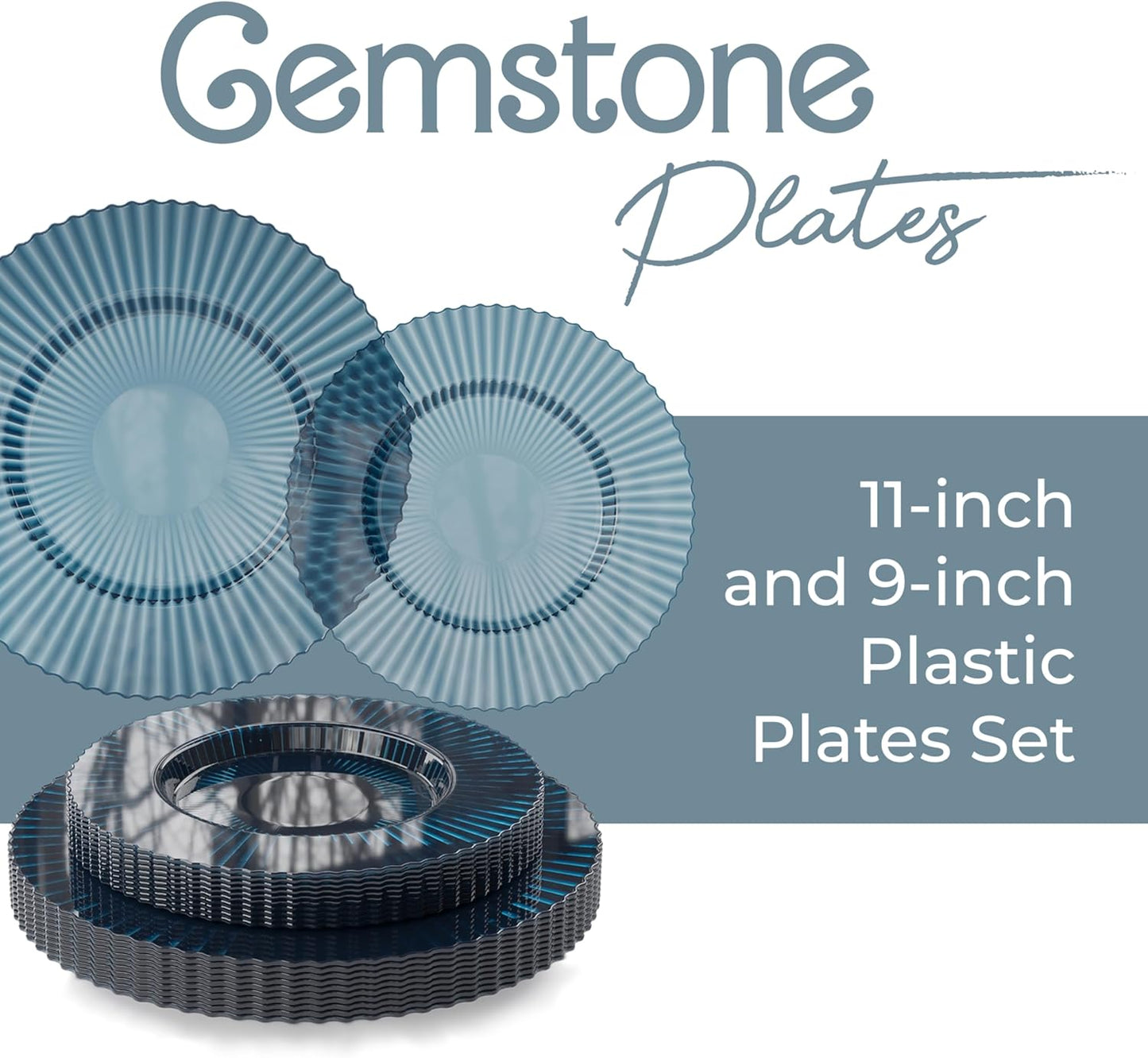 Exquisite 40 Piece Plastic Disposable Plates Set For 20 Guests I 20 X 9 Inch & 20 X 11 Inch Disposable Plastic Plates | Color: Blue | Great for Weddings Parties And Formal Occasions