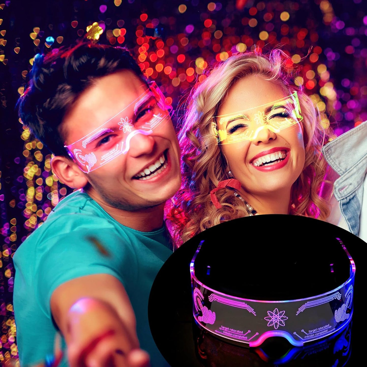 Led Light Up Glasses For Party LED Glass For Kids Adult Futuristic Sunglasses Multi Color Cosplay Costumes Neon Accessories,Gifts (Future Glasses)