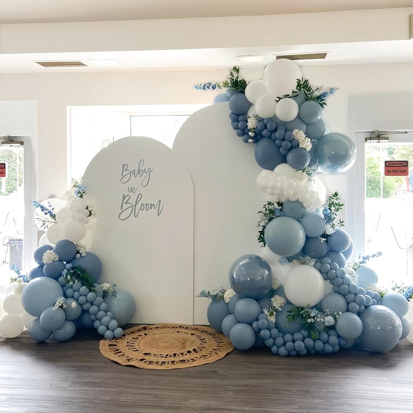 Dusty Blue Grey Balloons Garland Arch Kit, Slate Dark Dusty Petrol Blue Balloon Fog Pastel Haze Latex Balloons Garland for Bridal Baby Shower Birthday Party Helium Balloon Boho Wedding Decorations