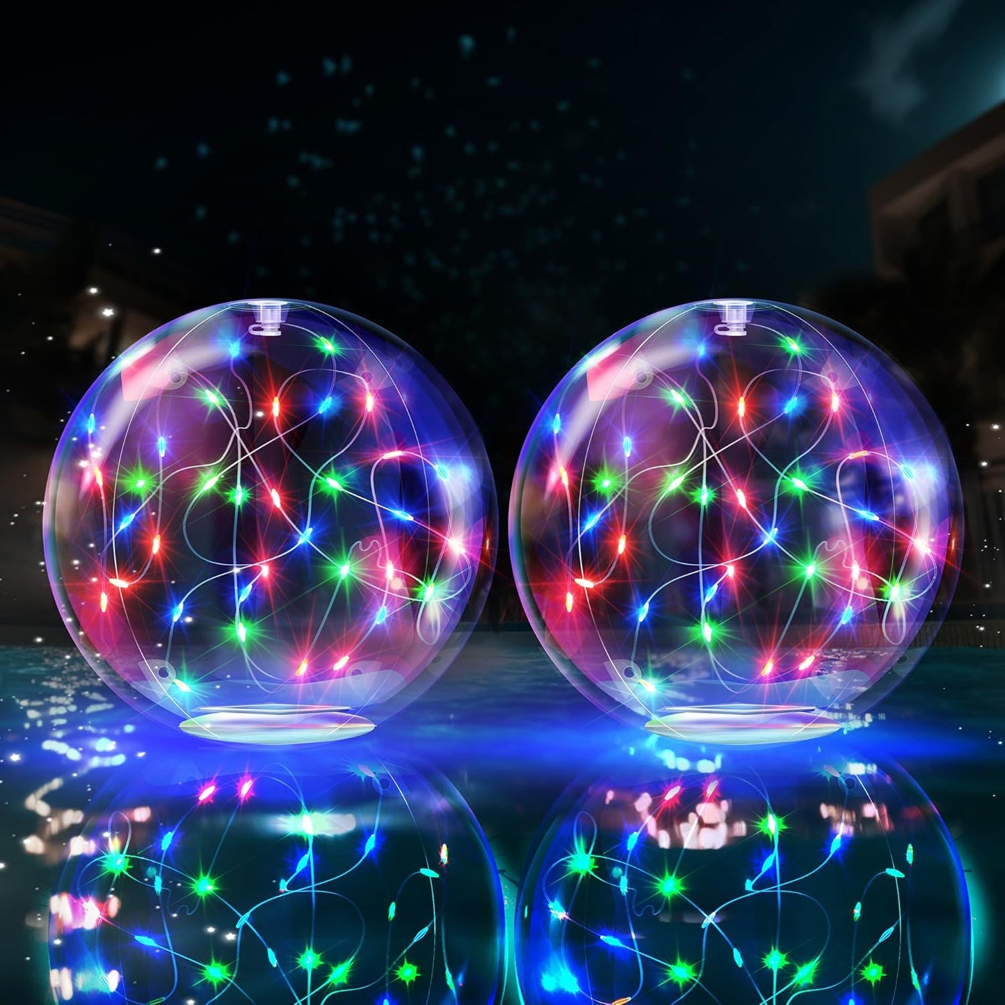 TIALLY Fairy Solar Floating Pool Lights - 14" Inflatable LED Pool Lights for Inground Pool, Waterproof Pool Lights That Float, Pool Decorations Outdoor, Best Gifts for Pool Owners - 2 Pack