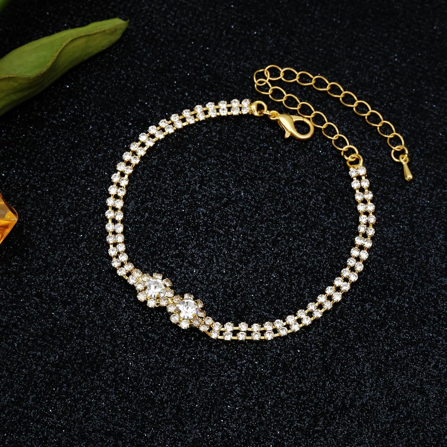 HONGLU Elegant Crystal Necklace Earrings Bracelets Set Silver Bridal Wedding Jewelry Sets Bride Bridesmaids Prom Formal Costume Accessories for Women