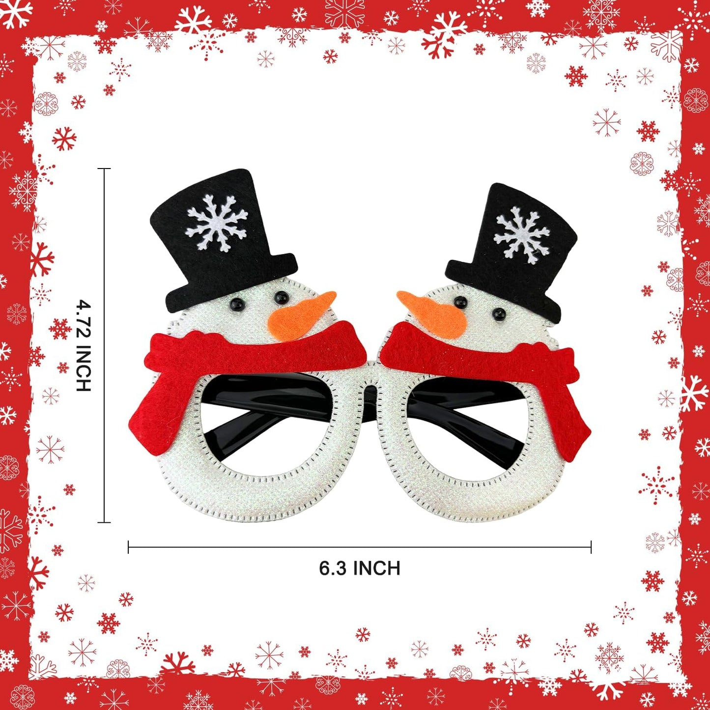 6 Pcs Christmas Glitter Glasses - Funny Xmas Eyeglasses Goodie Bag Stocking Stuffers Decorations for Kids Adults,Holiday Party Favors Supplies Christmas Costume Accessories Photo Booth Props Prizes