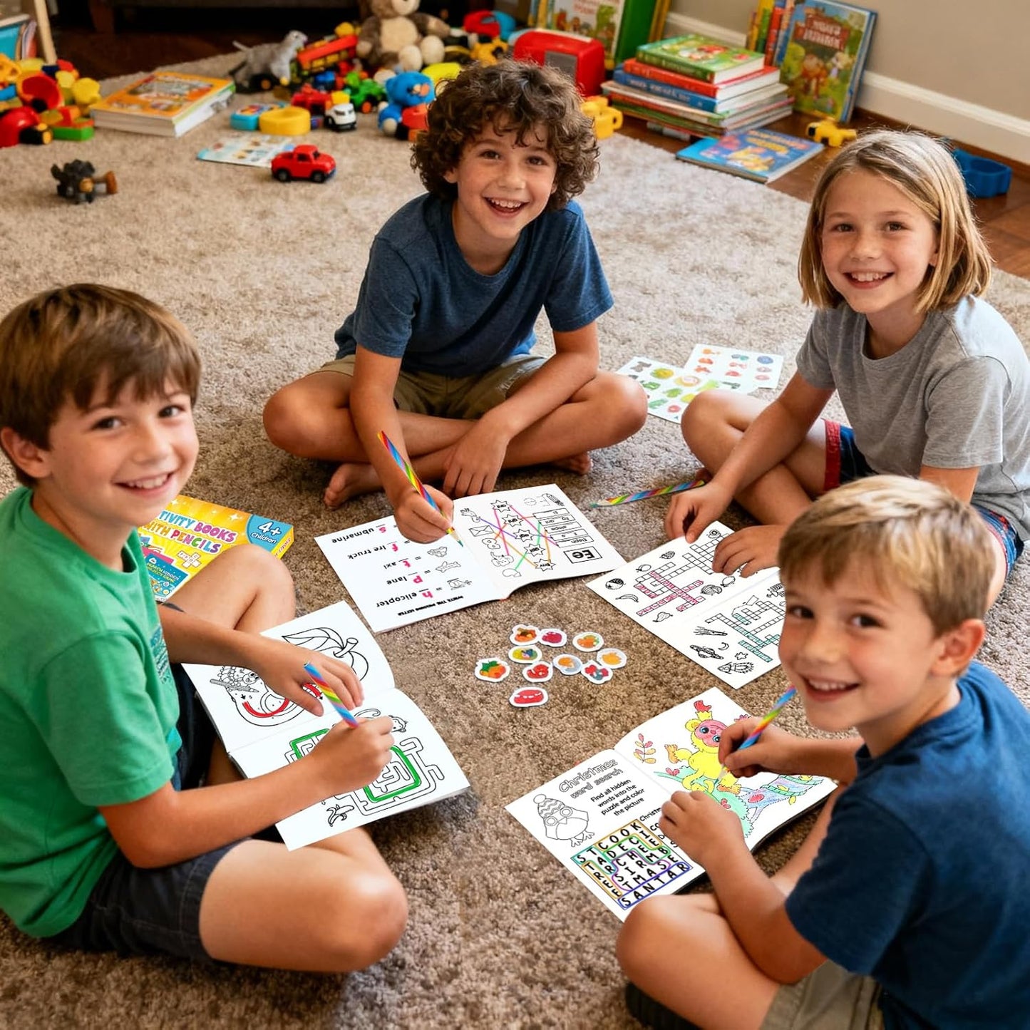 ZMLM 24 Pack Activity Books Party Favors for Kids - with 24 Colored Pencils Mini Puzzles Mazes Word Search Activity Books Bulk for Kids Goodie Bags Stuffers Return Gifts for Students Classroom Games