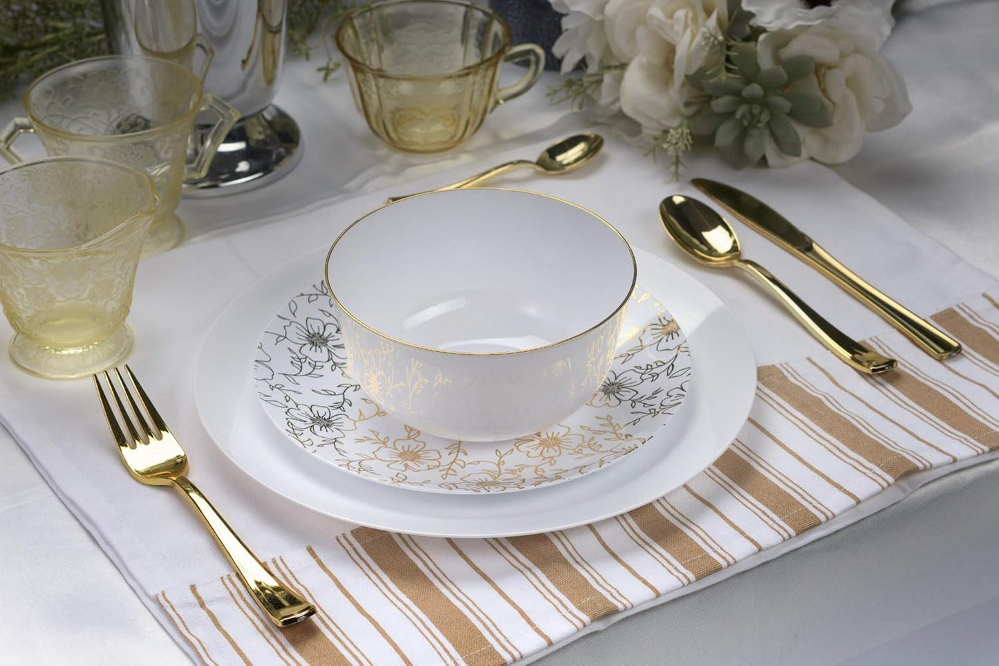 Trendables™ Premium 8 Inch. Disposable Plastic Plates, Food Grade Plastic Salad/Dessert Plates - Versa Design - 40 Pack