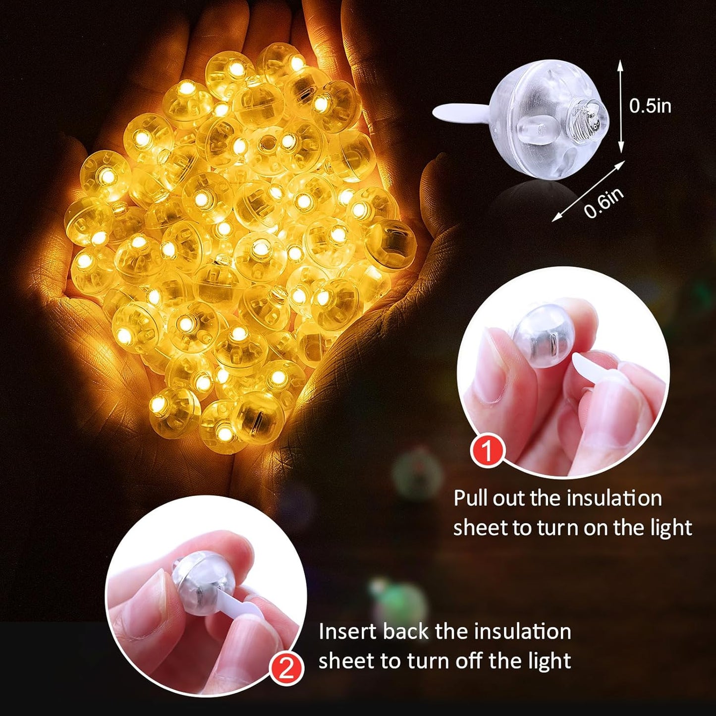 AIKEI 100pcs Mini Led Lights,Waterproof Long Standby Time Mini LED Balloon Lights for Paper Lantern Halloween Christmas Birthday Party Wedding Decoration for Indoor Outdoor Warm White