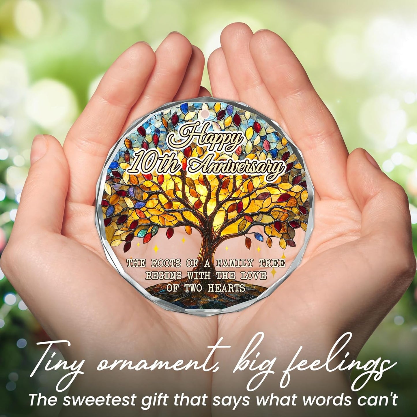 10th Christmas Anniversary Wedding Gifts for Couples - Glass Christmas Ornaments 2025 for Tree Decorations - Anniversary Wedding Gifts for Women Men Him Her Husband Wife Parents Grandparents