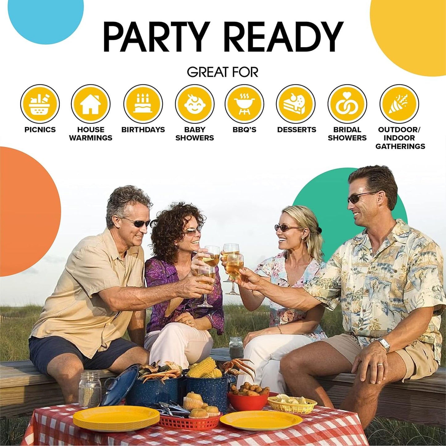 Exquisite Party Solids Yellow Paper Plates Disposable Heavy Duty 7 Inch Yellow Disposable Plates For Party 100 Pcs Heavy Duty 350 GSM, Birthday Supplies