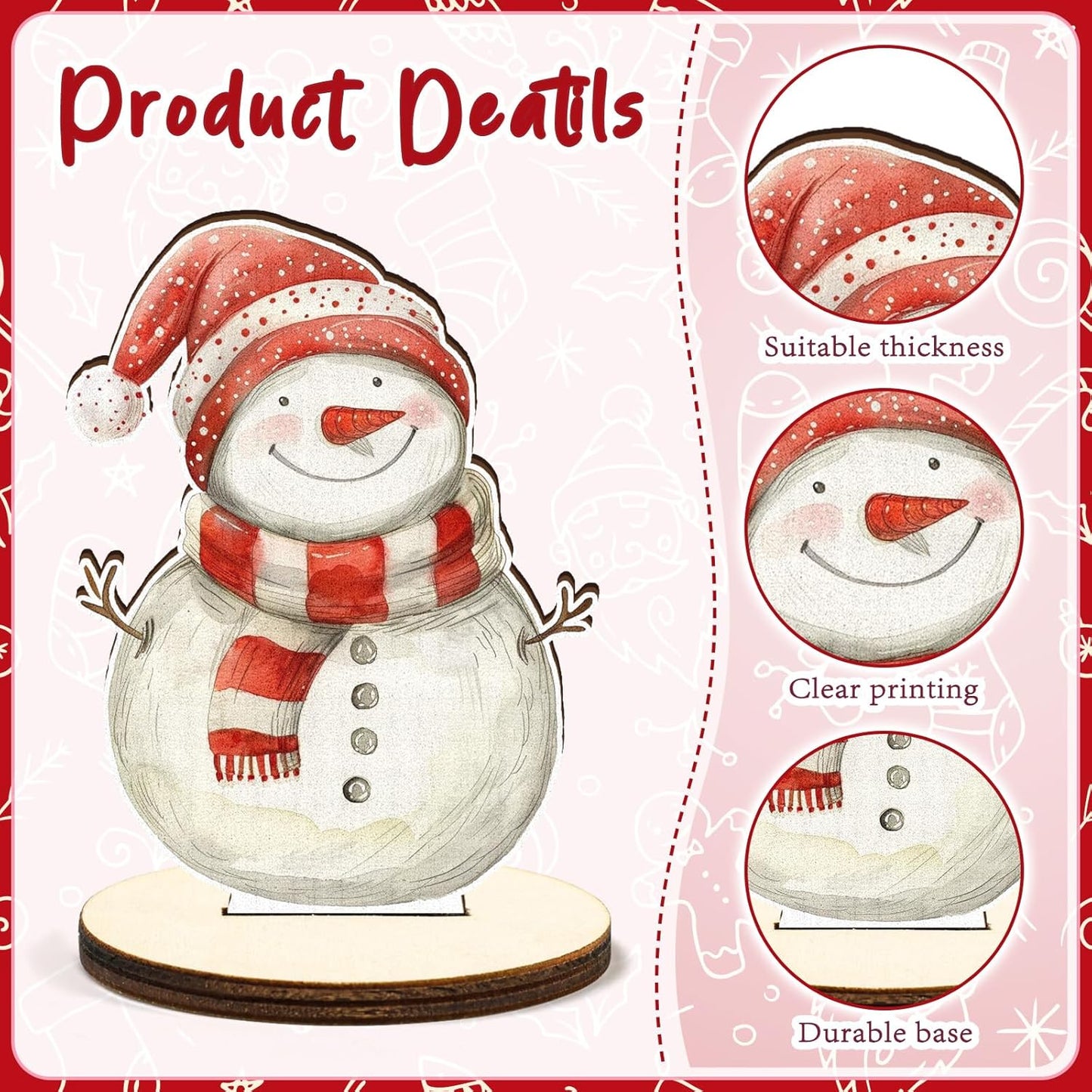 16 Pcs Wooden Classic Christmas Table Centerpiece Vintage Watercolor Xmas Tabletop Detachable Sign Farmhouse Snowman Deer Santa Table Toppers Display Decor Birthday Photo Props Party Favor Supplies