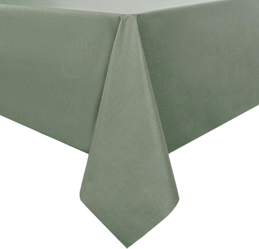 Romanstile 100% Waterproof PVC Tablecloth Rectangle, Oil Spill Proof Stain Resistant Vinyl Table Cloth, Wipe Clean Plastic Table Covers for Kitchen/Dining/Parties - 54 x 78 Inch, Sage Green