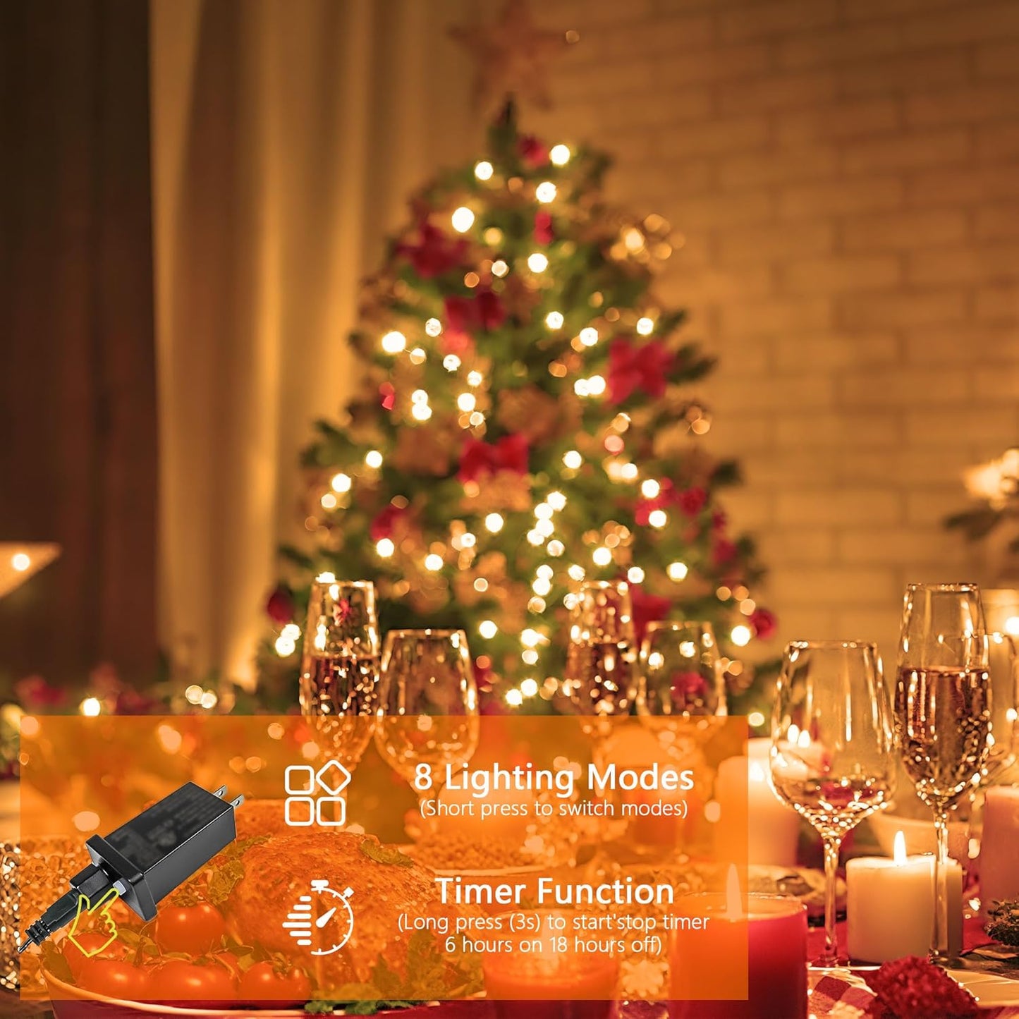 BHCLIGHT Extra-Long 165FT 500LED Christmas String Lights Outdoor/Indoor, Timer & Memory & 13 Modes, Warm White Christmas Lights Waterproof Green Wire Tree Lights for Xmas Holiday Party