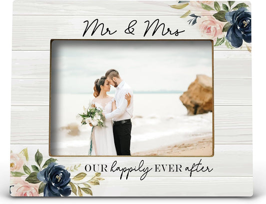 FONDCANYON Mr & Mrs Picture Frame, Wedding & Marriage License Frame, Gifts for Newlywed 5x7