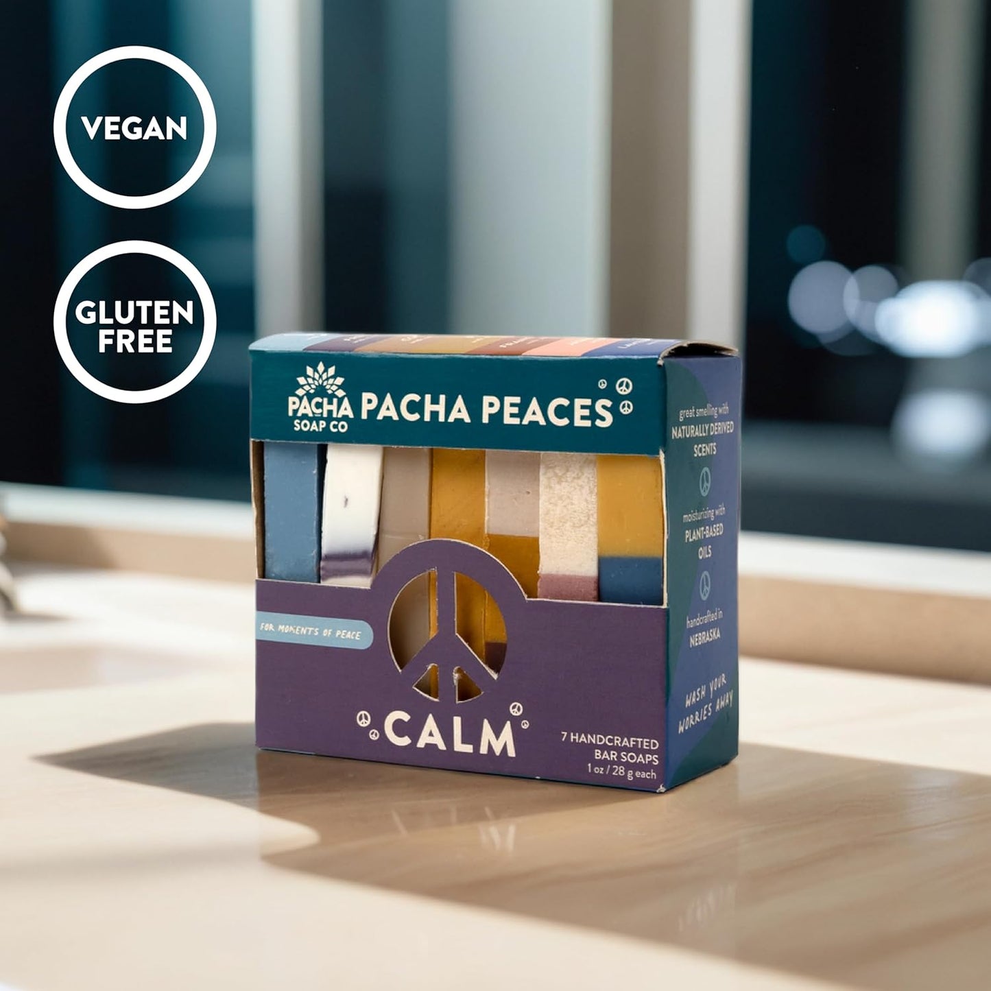 Pacha Soap Co. Bar Soap, Pacha Peaces Calm Bundle - Essential Oil All Natural Handcrafted Soap Sampler, Body, Face, and Hand Wash, Moisturizing and Cleansing Healthy Handmade Bar Soap 2-pack