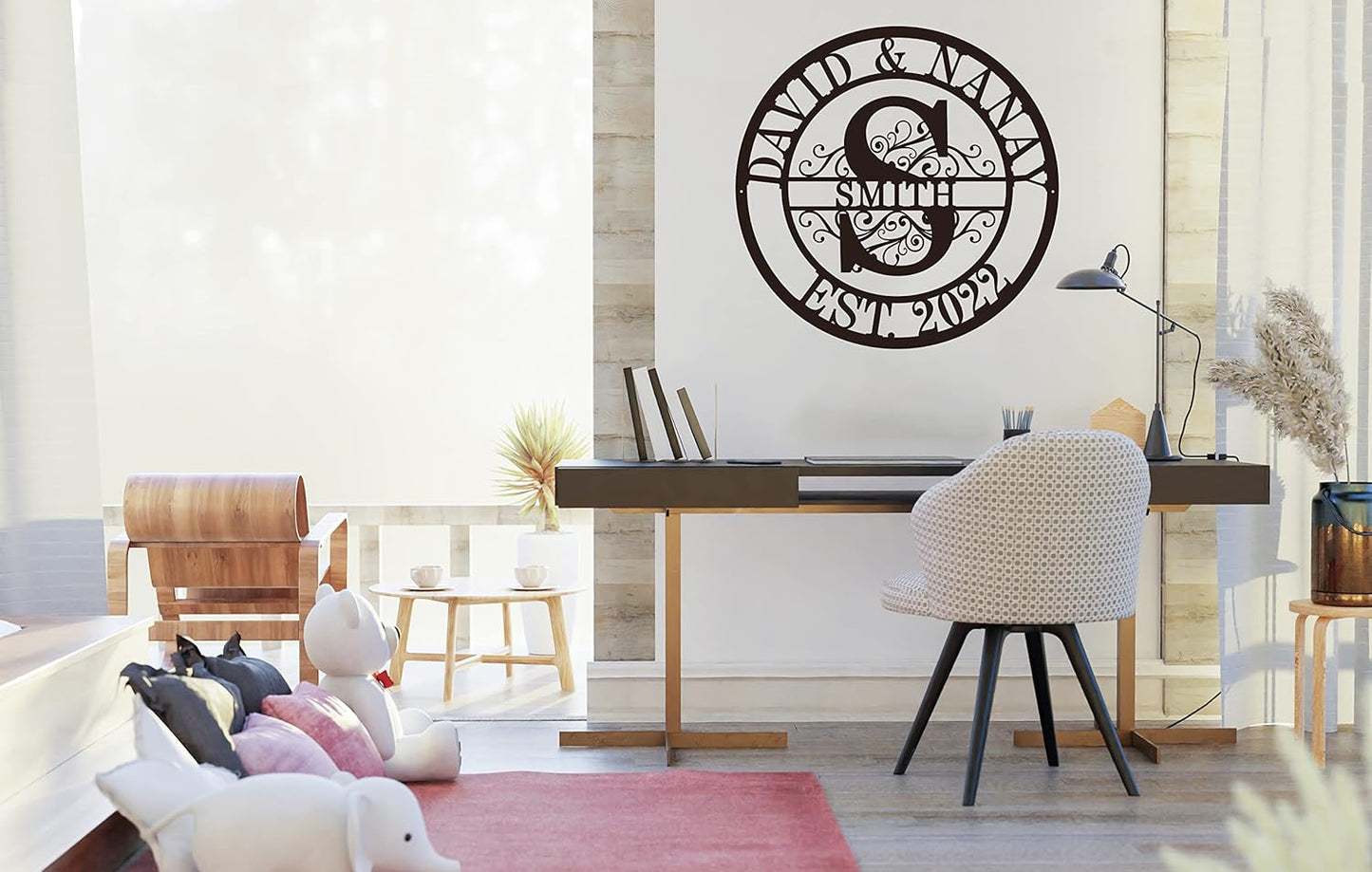 Custom Metal Name Sign, Custom Last Name Sign,Metal Last Name Sign, Personalized Monogram Wall Decor with Last Name Signs Initial Split Letter, Monogram Signs Personalized Wedding Gifts