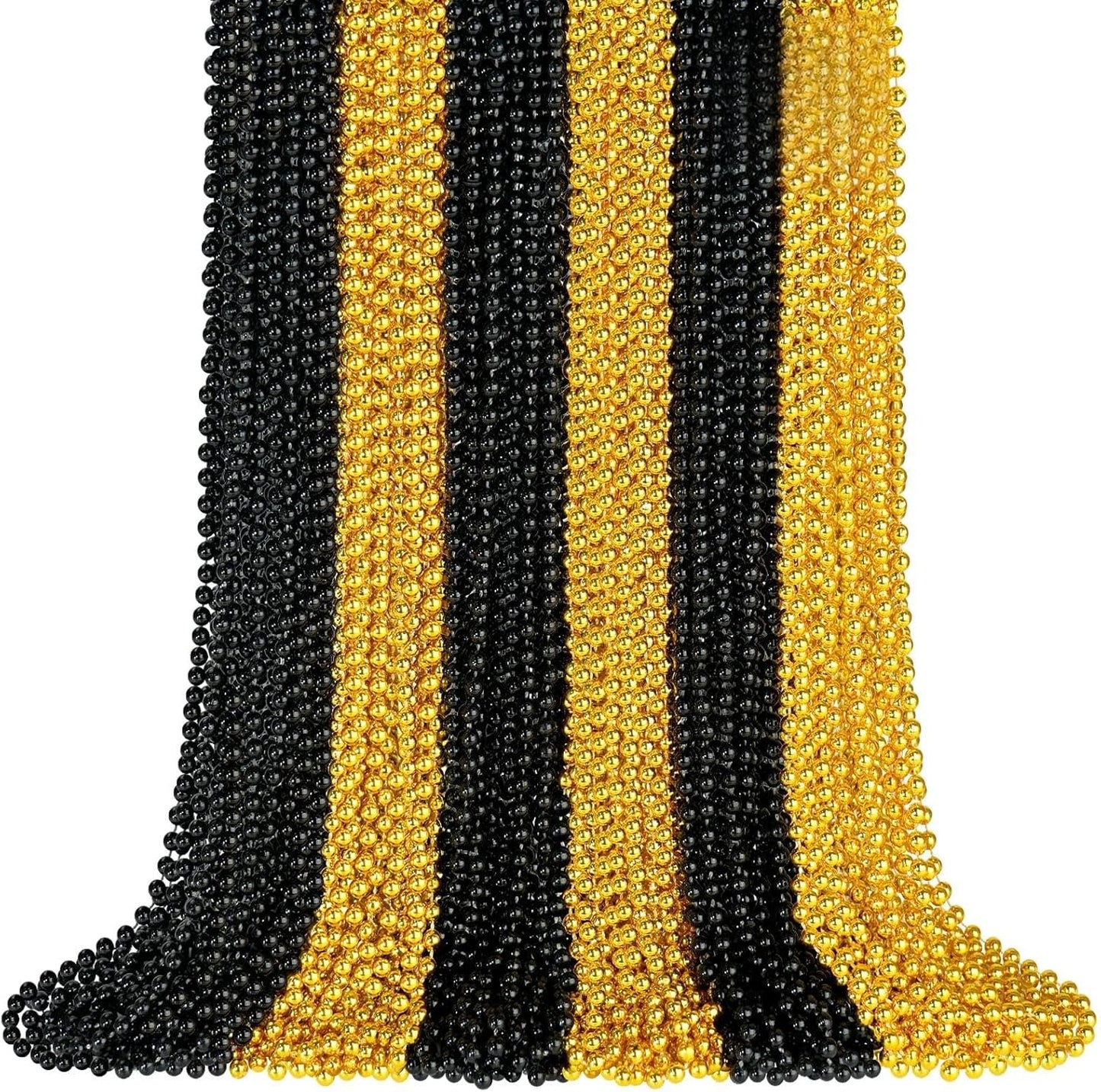 50 PCS Gold Black New Year Necklaces, 33'' New Year Eve Necklaces Round Happy New Year Necklace Accessories, 2026 New Year Party Beads for New Year's Day, Halloween, Christmas, Carnival Party Favors