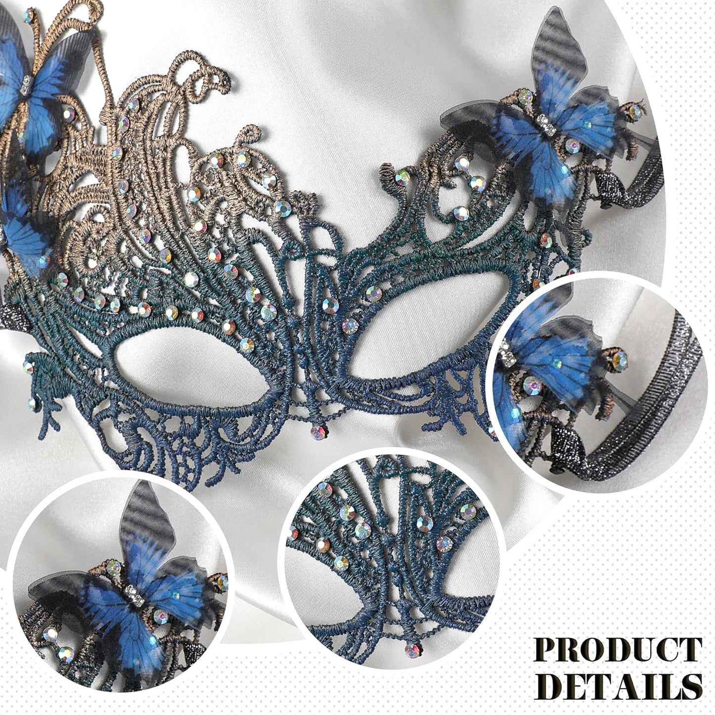 Halloween Lace Masquerade Masks - 1920s Vintage Antique Mask for Men Women Carnival Party Mardi Gras Evening Prom