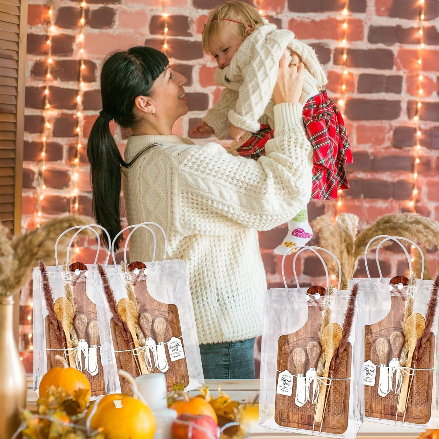 Baby Shower Prizes for Game Winners Baby Shower Games Prizes 6 Sets Square Acacia Wood Cheese Board Towel Thank You Card and Gift Bags Wedding Bridal Shower Favors for Guests